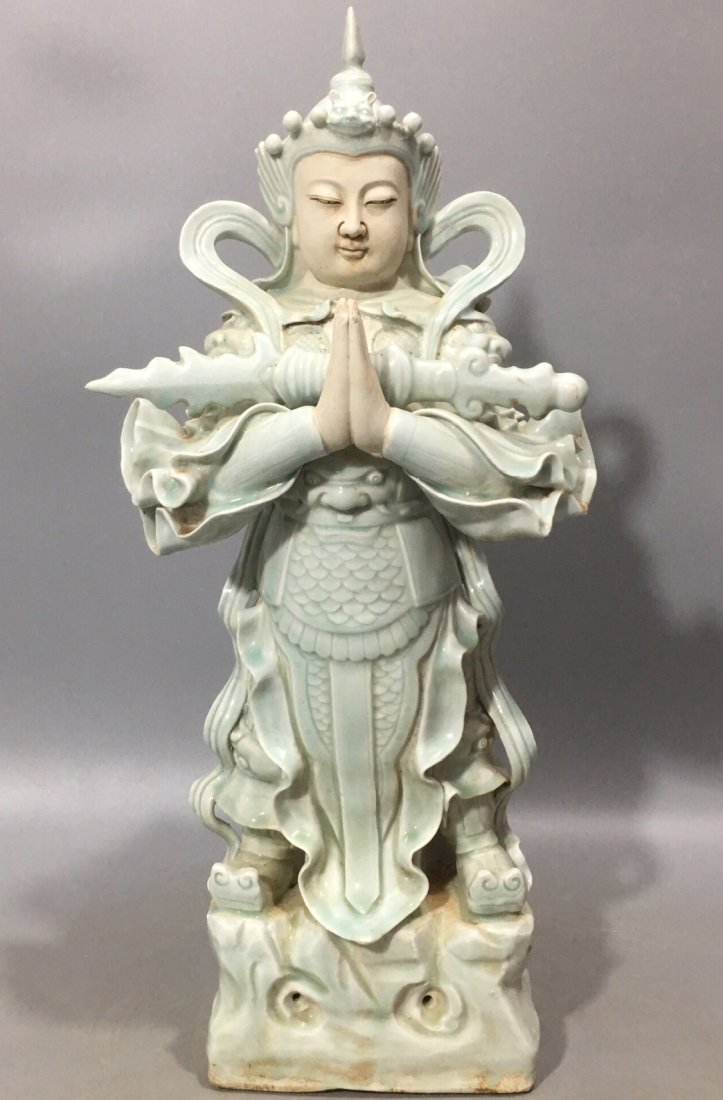 A large Chinese Ying Qing Glaze Porcelain Buddha (1 of 9)