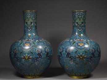 A Pair Cloisonne Vases