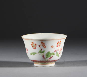 Red and green tea bowls in Qing Dynasty: H:8cmï¼ŒW:5cmï¼Œweightï¼š87.7g