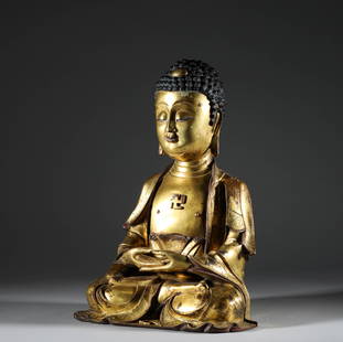 In the Qing Dynasty, the statue of Sakyamuni Buddha was: H:32cmï¼ŒW:24.5cmï¼Œweightï¼š6908g