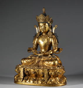 In the Ming Dynasty, the bronze and gold-plated statues