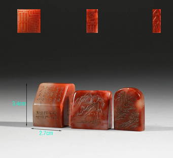 In the Qing Dynasty, Shoushan had a set of Furong stone: H:3.4cmï¼ŒW:2.7cm,Weight:114.2g