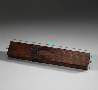 Huanghua pear wooden mechanism box in Qing Dynasty: L:36cmï¼ŒW:6cm,Weight:491g