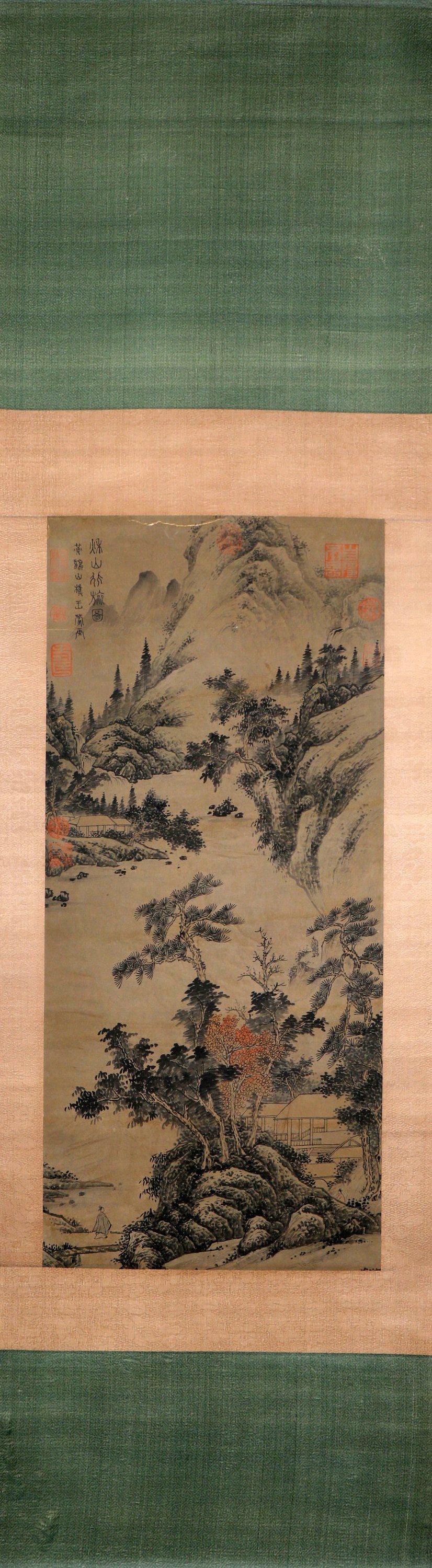 A Wang Meng's autumn mountain travel painting: Height 96cm Width 43cm