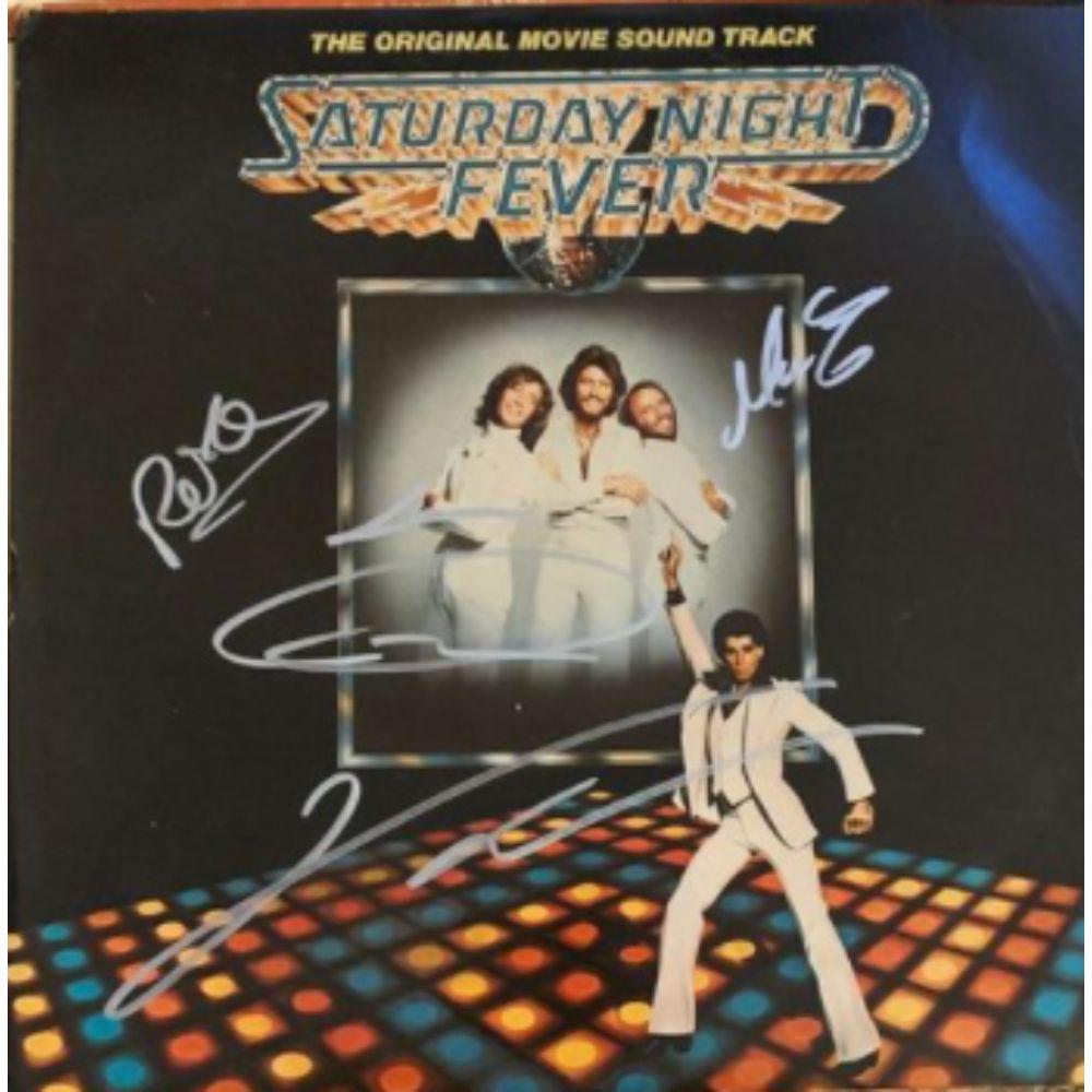 Signed Saturday Night Fever Album Cover: Signed by Barry Gibb, Robin Gibb, Maurice Gibb, John Travolta