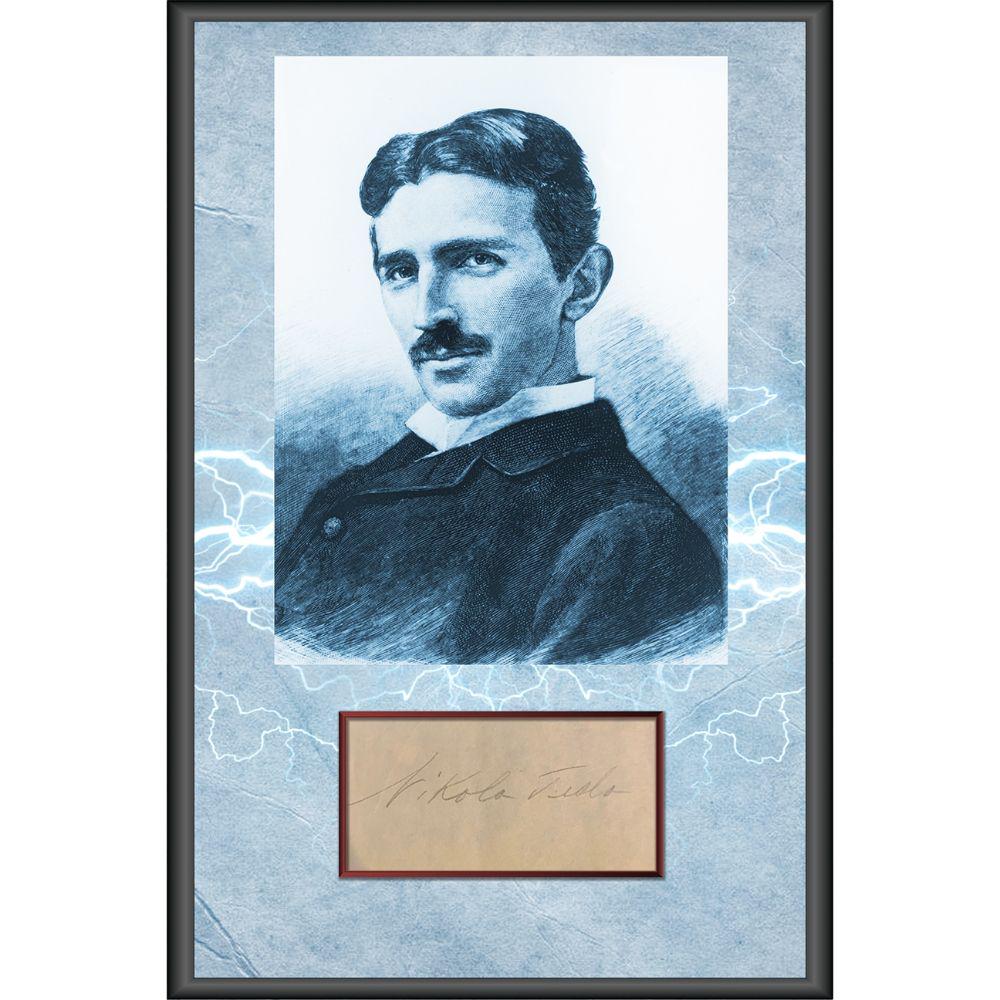 Signed Nikola Tesla Signature Cut Display (1 of 1)