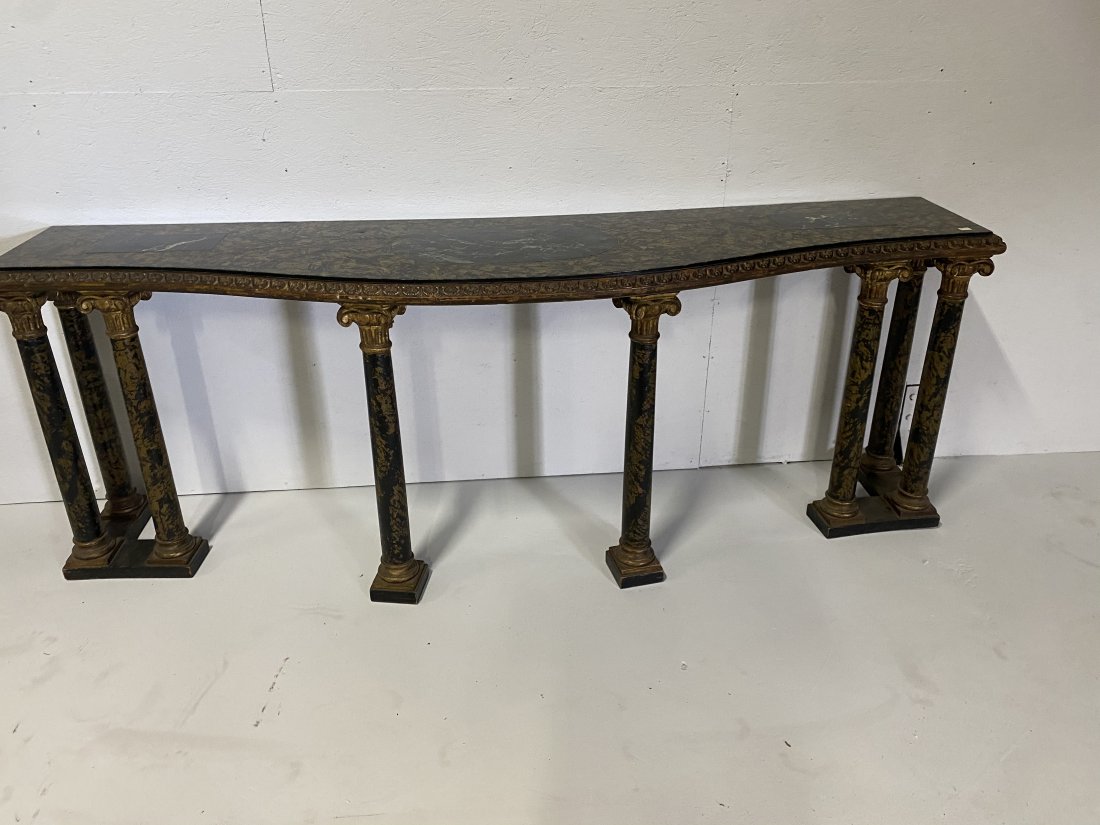 Antique paint decorated marble inset console (1 of 3)