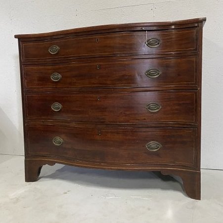 Fine Inlaid Georgian Mahogany Serpentine 4 Drawer Chest (1 of 4)