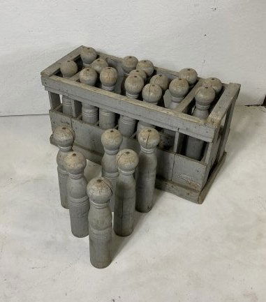 Antique French Skittles Game Stamped "Brasserie Grillo" (1 of 4)