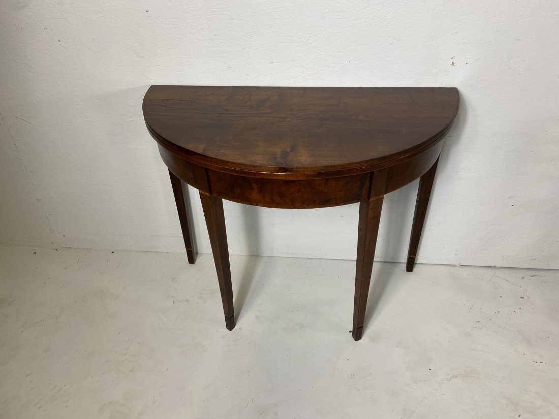 19th Century English Mahogany Demilune Card Table (1 of 4)