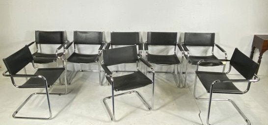 Set of 8 Midcentury Modern Chrome and Vinyl Armchairs (1 of 4)