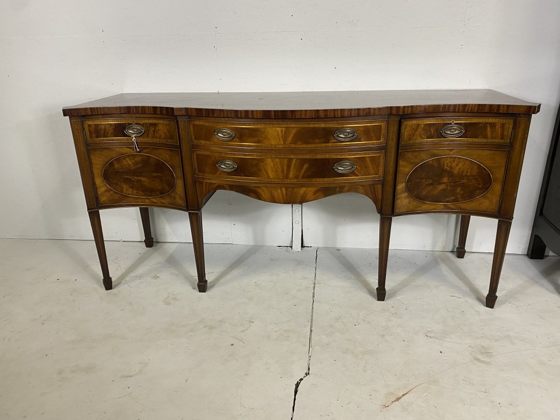 Brass Inlaid English Regency Style Sideboard (1 of 4)