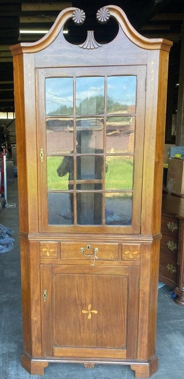 Fine NC Inlaid Walnut Corner Cupboard (1 of 4)