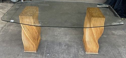 Mid-century Modern Rattan Dining Table (1 of 5)