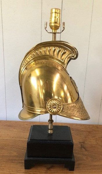 19th Century French Fireman's Helmet turned into a lamp (1 of 4)