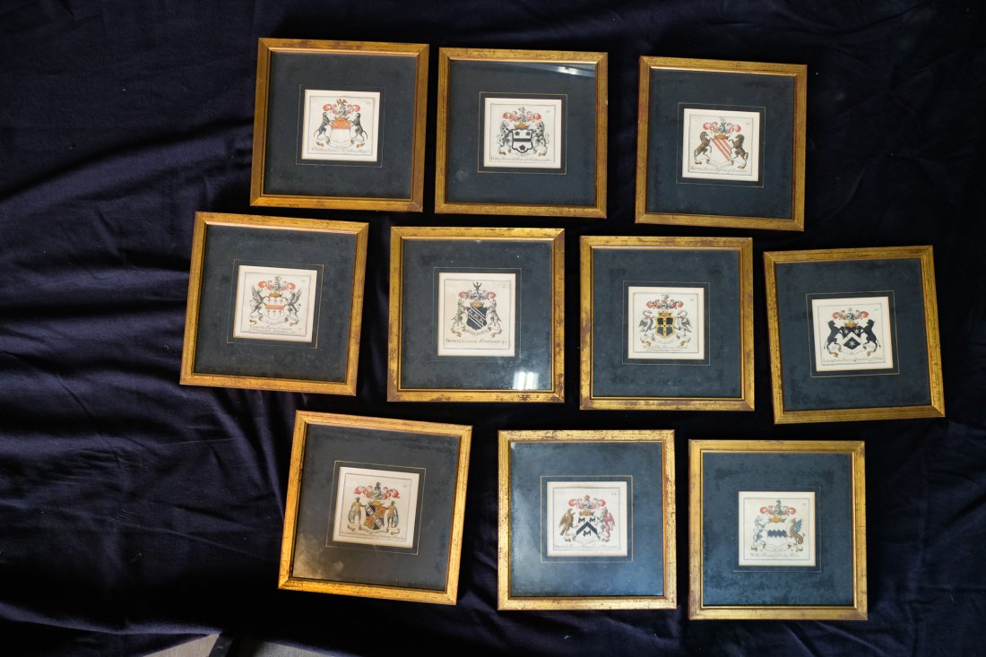 Set of 10 Framed Coats of Arms (1 of 11)