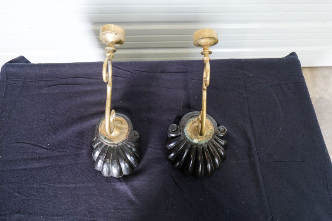 Near PAIR of 19th Century Anglo Indian Carved Shell Backplate Sconces (1 of 5)