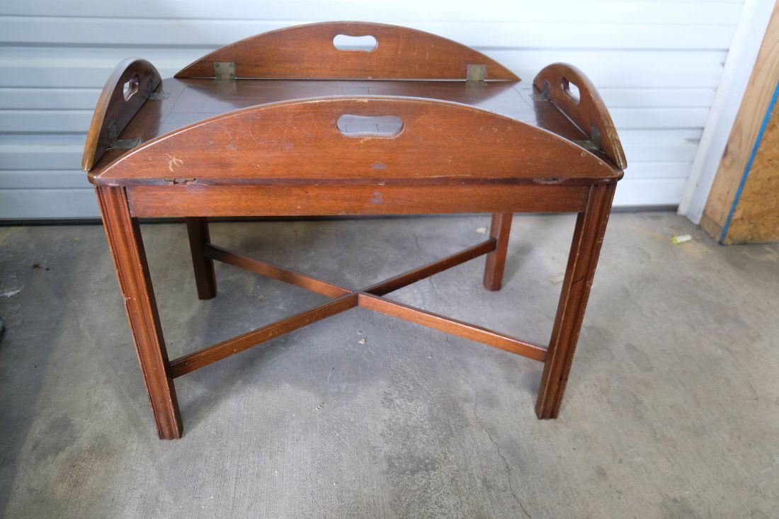 19th Century English Butlers Tray Mounted As a Coffee Table (1 of 3)