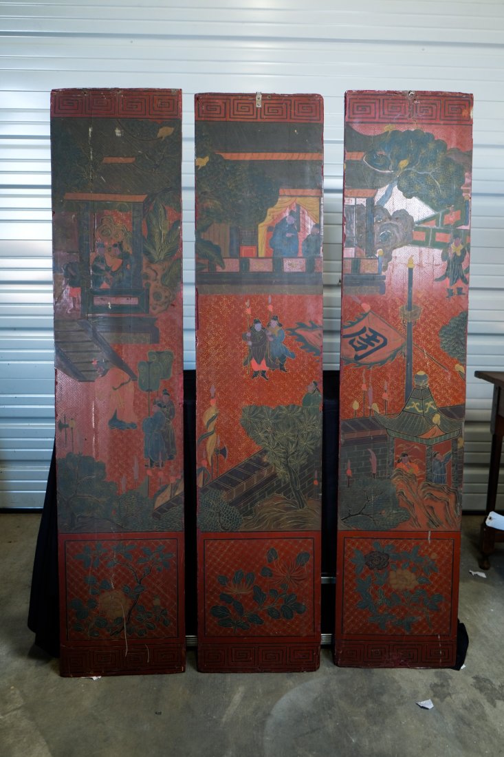 3 Panel Chinoiserie Decorated Screen Consigned by "THE GOAT" (1 of 2)