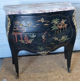 19th- 20th Century French Bronze Mounted Chinoiserie Bombe Chest with Marble Top (1 of 6)
