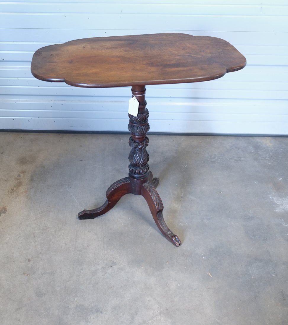 19th Century American Classical Carved Tilt top Table (1 of 4)