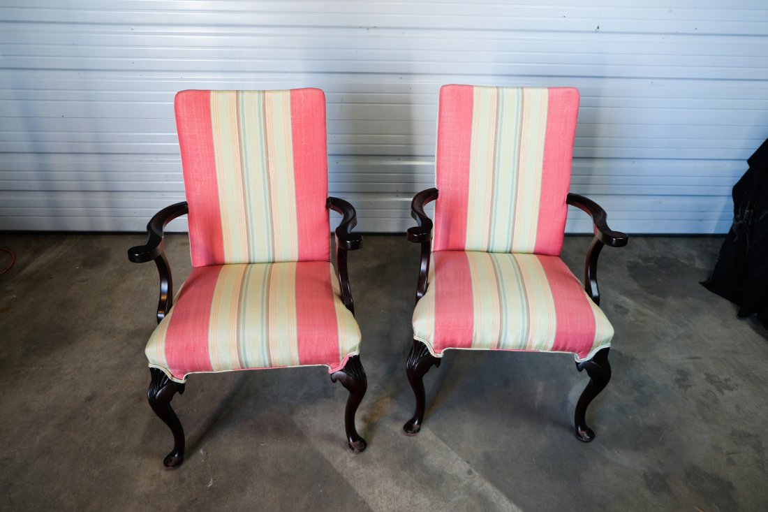 Pair of Modern Upholstered Arm Chairs in Attractive Upholstery (1 of 4)