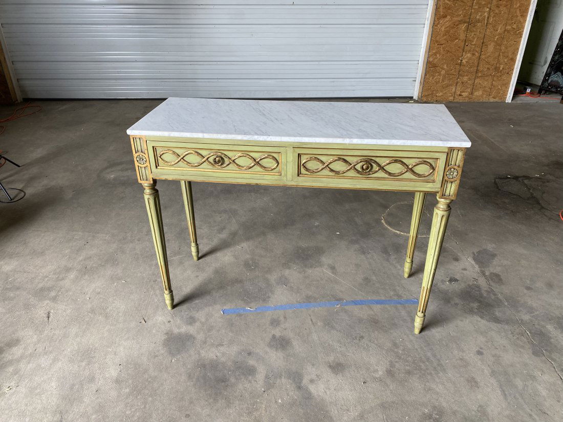French Marble Top Painted Console (1 of 9)