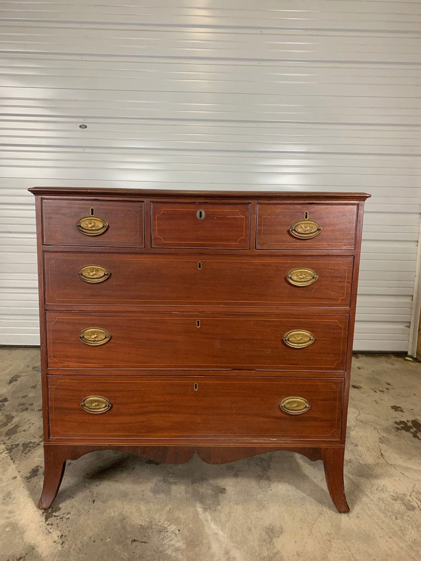 18th- 19th Century English Chest with String Inlay and French Feet (1 of 7)