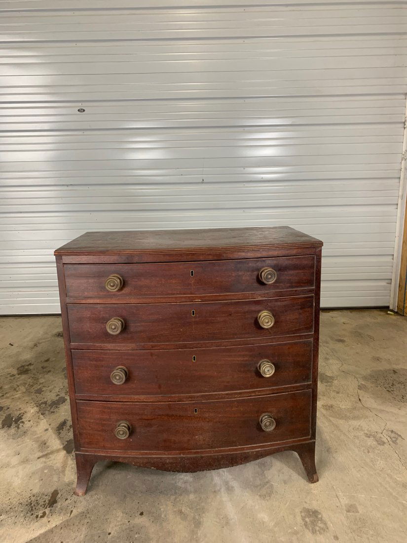 19th Century English Mahogany Bowfront Chest (1 of 7)