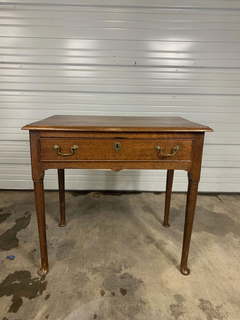 18th- 19th Century Oak Single Drawer Lowboy: 18th- 19th Century Oak Single Drawer Lowboy