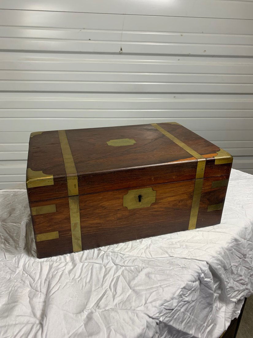 19th Century English Brass bound Campaign Lap Desk (1 of 5)