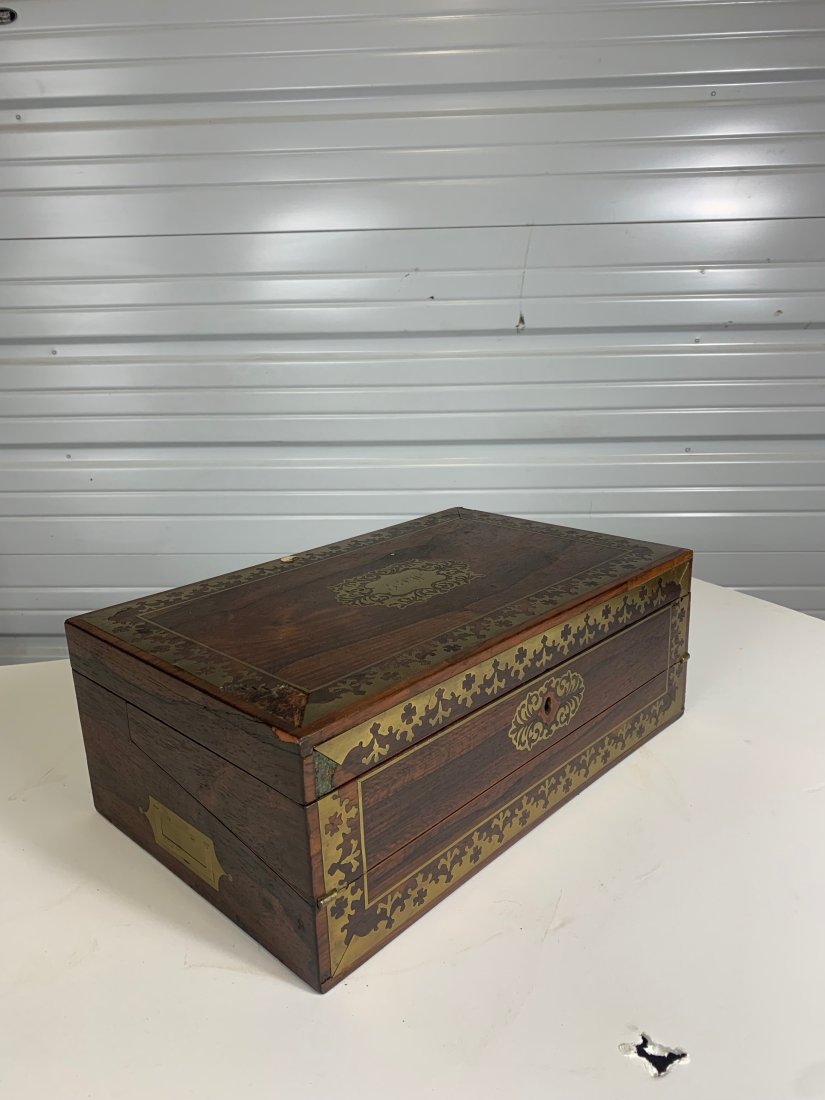 19th Century English Regency Brass Inlaid Campaign Lap Desk (1 of 5)