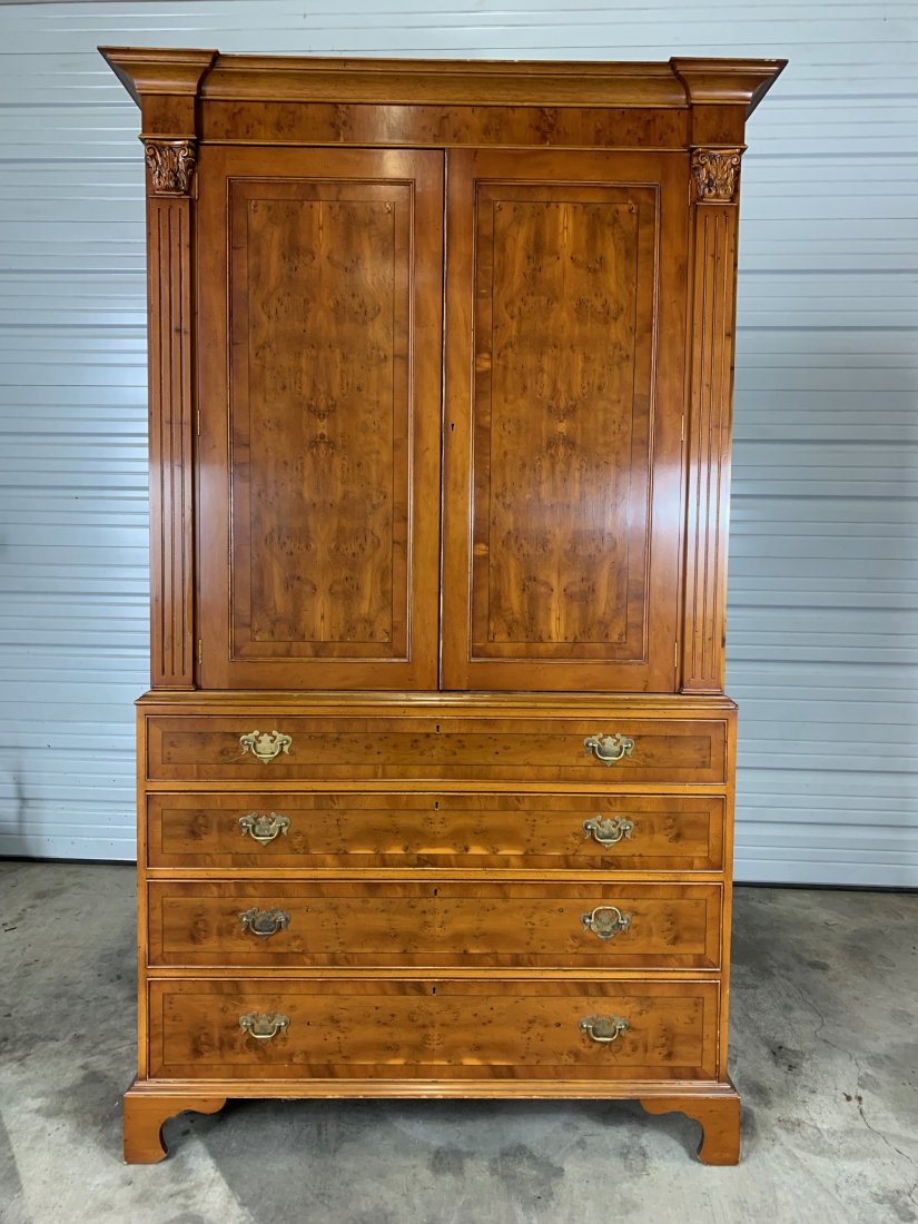 Custom English Bench Made Yew Wood Linen Press (1 of 8)