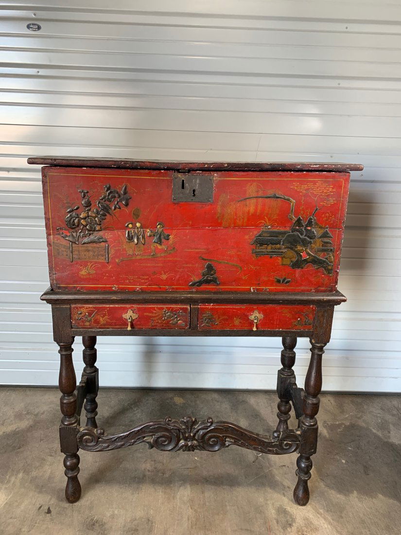 Early 18th Century Chinoiserie Decorated Chest On Stand (1 of 13)