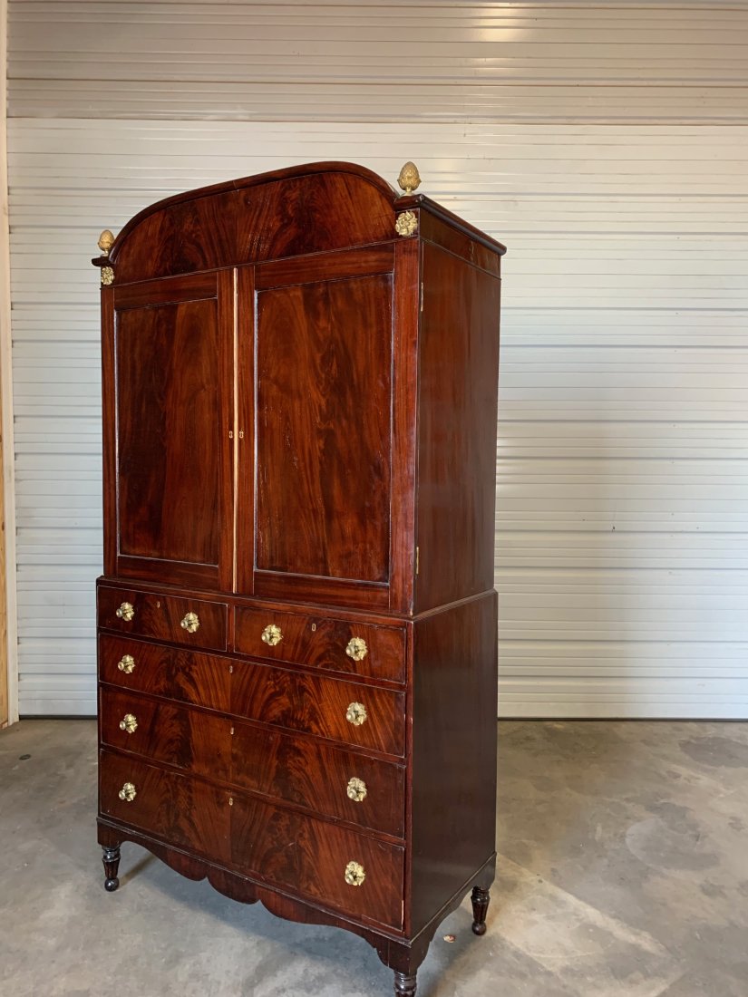 19th Century American Mahogany Linen Press, Probably New York (1 of 7)