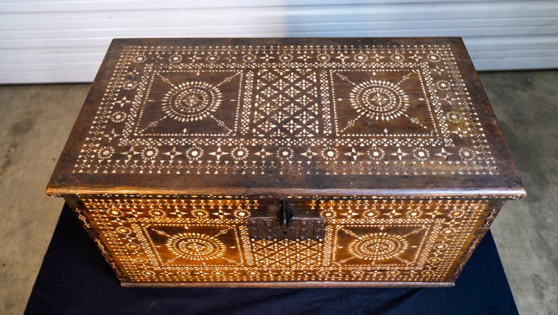19th Century Anglo Indian Inlaid Trunk (1 of 8)