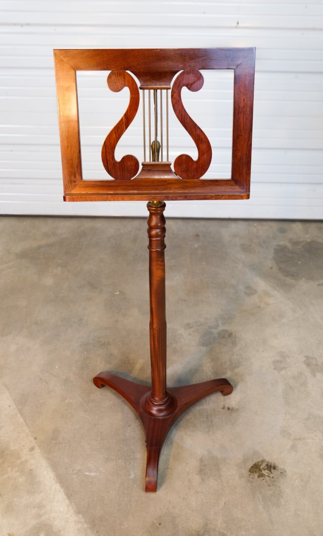 Adjustable 19th Century English Mahogany Music Stand with Lyre (1 of 5)