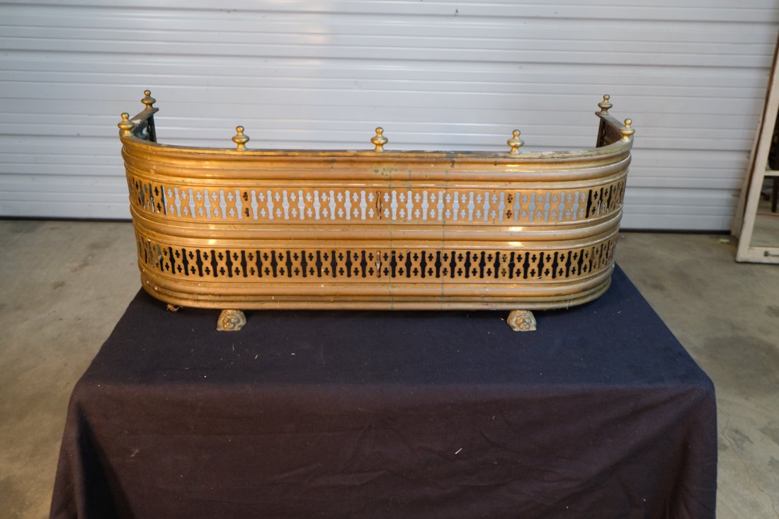 Antique Pierced Brass Fire Fender (1 of 5)