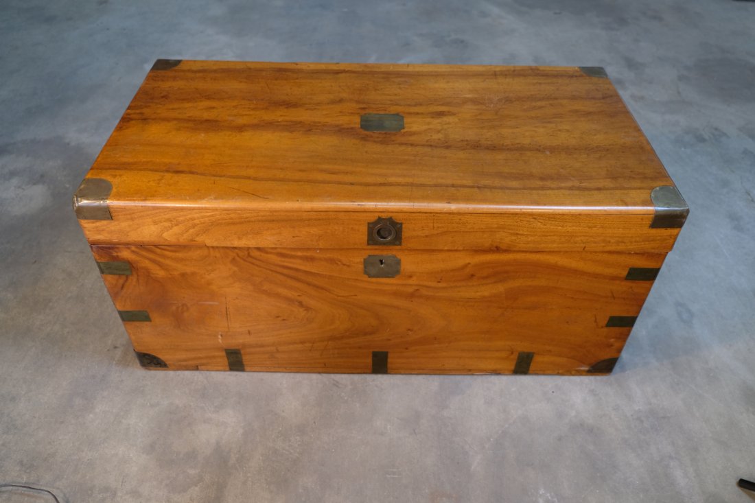 19th Century British Camphorwood Campaign Trunk with Rope Handles (1 of 7)
