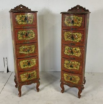 Pair of 19th- early 20th Century Polychrome Painted Venetian Lingerie Chests (1 of 3)