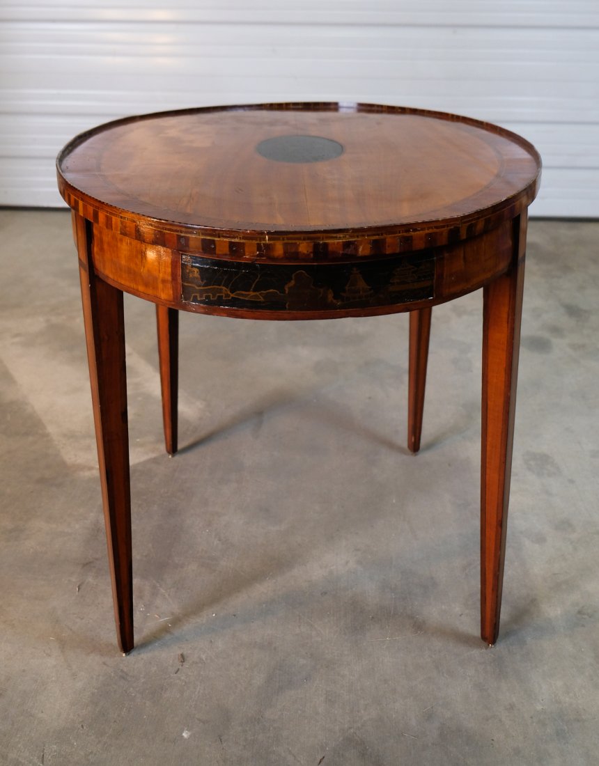 19th Century Inlaid Continental Oval Table with Chinoiserie Decoration (1 of 13)