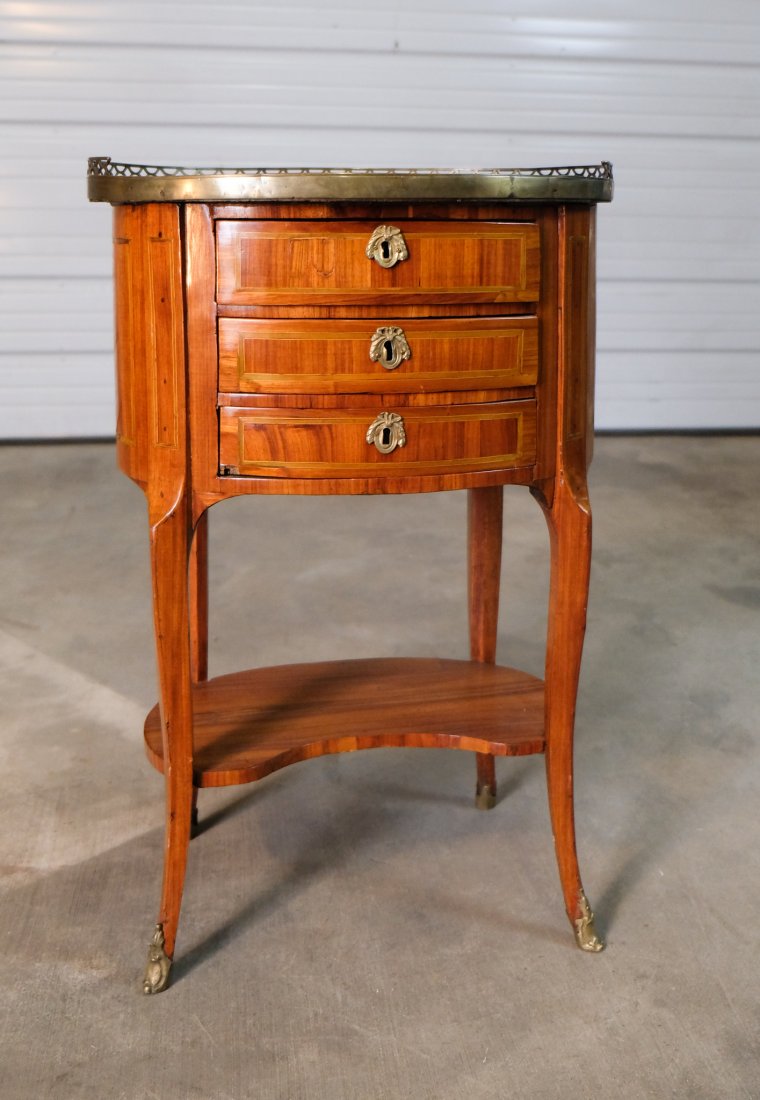 18th - 19th Century French Marble Top 3 Drawer Stand (1 of 13)