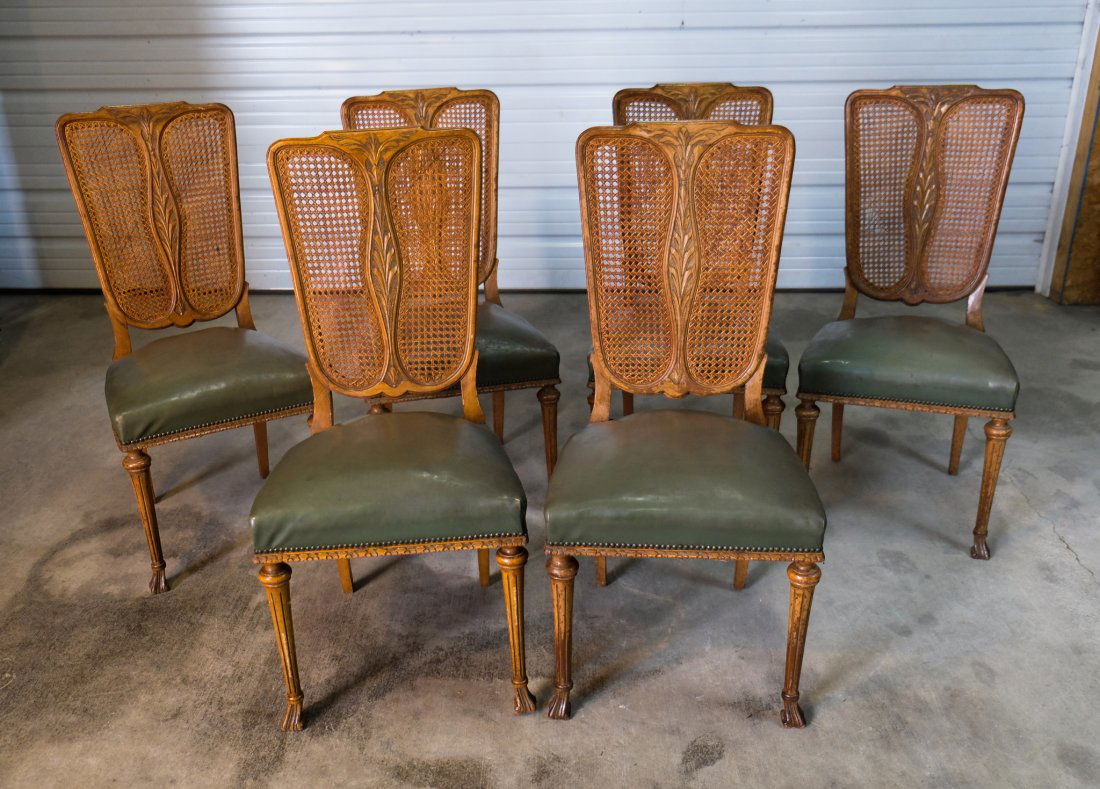 SIX Caned French Art Nouveau Dining Chairs (1 of 11)
