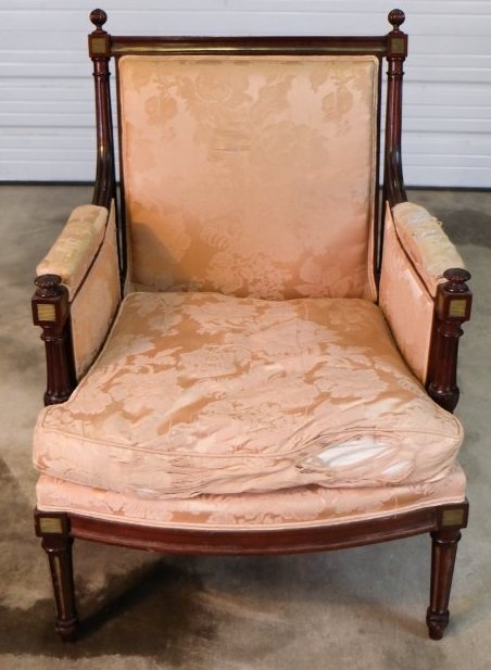 19th Century Brass Inlaid French Bergere: 19th Century Brass Inlaid French Bergere