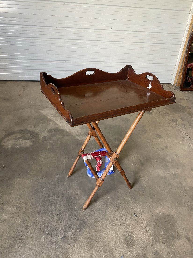 19th Century English Mahogany Butlers Tray on Stand (1 of 5)