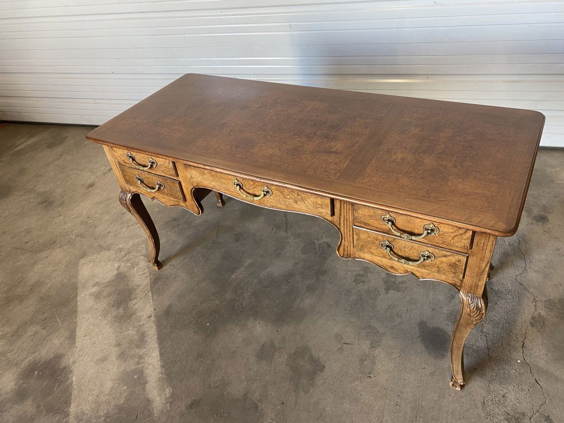 Vintage Burlwood French Provincial Style Desk (1 of 8)