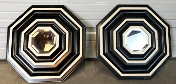 PAIR of Decorative Ebonized Mirrors (1 of 2)