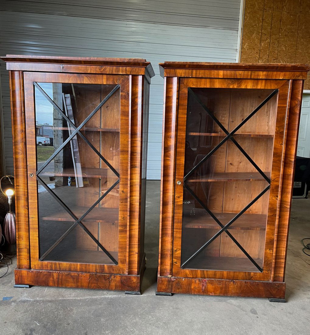 PAIR of 19th Century Walnut Biedermeier Bookcases (1 of 8)