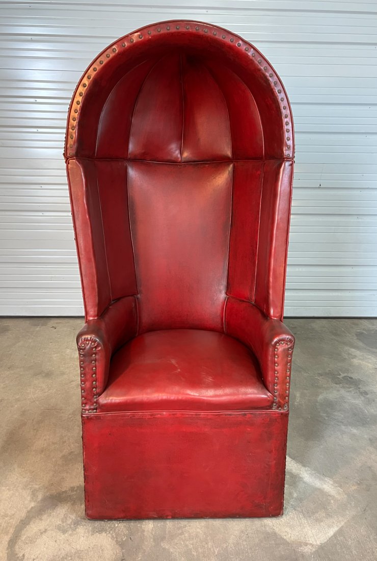 19th Century English Red Leather Porter Chair (1 of 4)