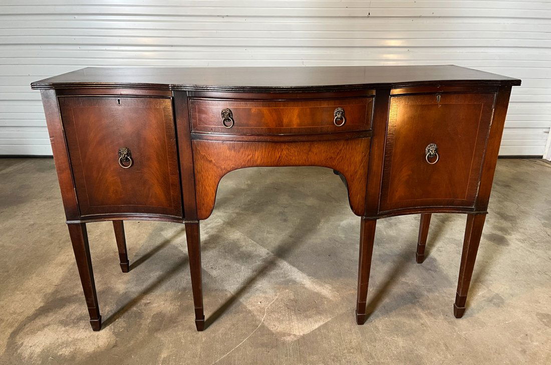 19th- 20th Century English Serpentine Mahogany Sideboard (1 of 8)